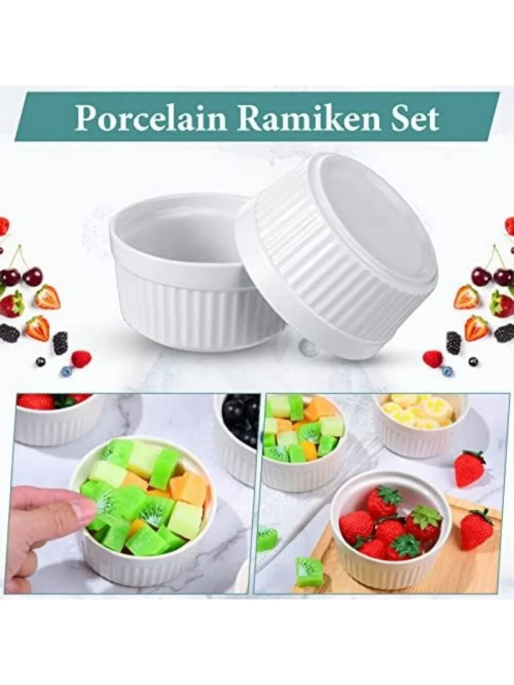 24 Pcs Oven Safe White Porcelain Ramekins for Baking, Desserts & Creme Brulee